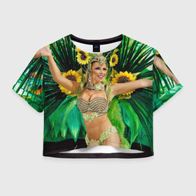 Женская футболка 3D укороченная с принтом Карнавал в Рио в Белгороде, 100% полиэстер | круглая горловина, длина футболки до линии талии, рукава с отворотами | бразилия
