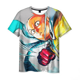 Мужская футболка 3D с принтом One punch man в Белгороде, 100% полиэфир | прямой крой, круглый вырез горловины, длина до линии бедер | anime | ван пач ман | ван пач мен | ванпанчман | ванпанчмен | ванпачман | ванпачмен | сайтама