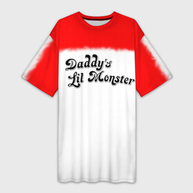 Платье-футболка 3D с принтом Daddys lil monster в Белгороде,  |  | harley | quinn |  арлекин | квин | квинн | комиксы | отряд | харли | харликвин