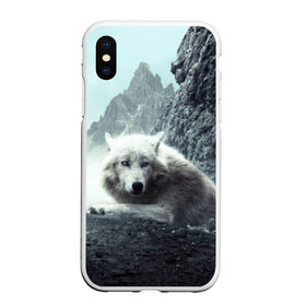 Чехол для iPhone XS Max матовый с принтом Волк в горах в Белгороде, Силикон | Область печати: задняя сторона чехла, без боковых панелей | animal