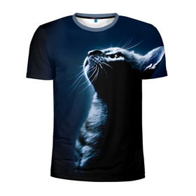 Мужская футболка 3D спортивная с принтом Котёнок в Белгороде, 100% полиэстер с улучшенными характеристиками | приталенный силуэт, круглая горловина, широкие плечи, сужается к линии бедра | animal