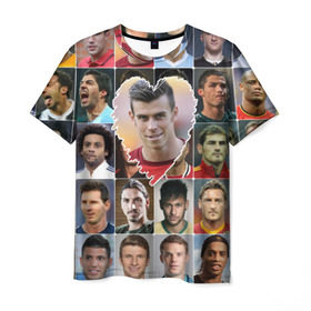 Мужская футболка 3D с принтом Гарет Бэйл - лучший в Белгороде, 100% полиэфир | прямой крой, круглый вырез горловины, длина до линии бедер | Тематика изображения на принте: gareth bale | гарет бэйл | лучшие футболисты | любимые игроки | самые крутые | сердце | футбол | я люблю