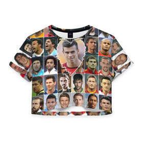 Женская футболка 3D укороченная с принтом Гарет Бэйл - лучший в Белгороде, 100% полиэстер | круглая горловина, длина футболки до линии талии, рукава с отворотами | gareth bale | гарет бэйл | лучшие футболисты | любимые игроки | самые крутые | сердце | футбол | я люблю