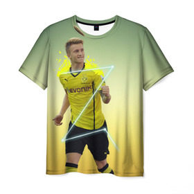 Мужская футболка 3D с принтом Marco Reus в Белгороде, 100% полиэфир | прямой крой, круглый вырез горловины, длина до линии бедер | marco | reus | боруссия | германия | дортмунд | марко