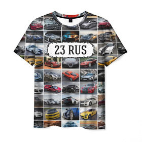 Мужская футболка 3D с принтом Крутые тачки (23 RUS) в Белгороде, 100% полиэфир | прямой крой, круглый вырез горловины, длина до линии бедер | 123 | 23 rus | 93 | блатной номер | госномер | дорогие машины | краснодарский край | крутые тачки | лучшие авто | спортивные автомобили | спорткары