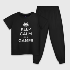 Детская пижама хлопок с принтом Keep Calm im a Gamer в Белгороде, 100% хлопок |  брюки и футболка прямого кроя, без карманов, на брюках мягкая резинка на поясе и по низу штанин
 | 