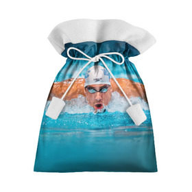 Подарочный 3D мешок с принтом Пловец в Белгороде, 100% полиэстер | Размер: 29*39 см | Тематика изображения на принте: плавание | спорт