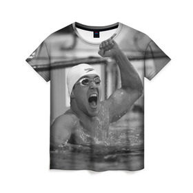 Женская футболка 3D с принтом Пловец в Белгороде, 100% полиэфир ( синтетическое хлопкоподобное полотно) | прямой крой, круглый вырез горловины, длина до линии бедер | плавание | спорт