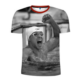 Мужская футболка 3D спортивная с принтом Пловец в Белгороде, 100% полиэстер с улучшенными характеристиками | приталенный силуэт, круглая горловина, широкие плечи, сужается к линии бедра | плавание | спорт