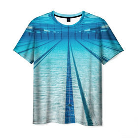Мужская футболка 3D с принтом Бассейн в Белгороде, 100% полиэфир | прямой крой, круглый вырез горловины, длина до линии бедер | плавание | спорт