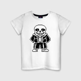 Детская футболка хлопок с принтом Undertale Sans в Белгороде, 100% хлопок | круглый вырез горловины, полуприлегающий силуэт, длина до линии бедер | Тематика изображения на принте: 