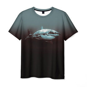 Мужская футболка 3D с принтом Акула в Белгороде, 100% полиэфир | прямой крой, круглый вырез горловины, длина до линии бедер | акула | море | хищник