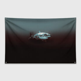 Флаг-баннер с принтом Акула в Белгороде, 100% полиэстер | размер 67 х 109 см, плотность ткани — 95 г/м2; по краям флага есть четыре люверса для крепления | акула | море | хищник