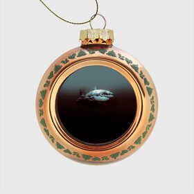 Стеклянный ёлочный шар с принтом Акула в Белгороде, Стекло | Диаметр: 80 мм | акула | море | хищник