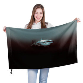 Флаг 3D с принтом Акула в Белгороде, 100% полиэстер | плотность ткани — 95 г/м2, размер — 67 х 109 см. Принт наносится с одной стороны | акула | море | хищник
