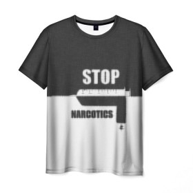 Мужская футболка 3D с принтом Stop narcotics в Белгороде, 100% полиэфир | прямой крой, круглый вырез горловины, длина до линии бедер | стоп