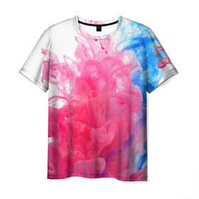 Мужская футболка 3D с принтом Взрыв красок в Белгороде, 100% полиэфир | прямой крой, круглый вырез горловины, длина до линии бедер | краски | розовый | яркий