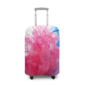 Чехол для чемодана 3D с принтом Взрыв красок в Белгороде, 86% полиэфир, 14% спандекс | двустороннее нанесение принта, прорези для ручек и колес | краски | розовый | яркий