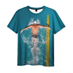 Мужская футболка 3D с принтом Баттерфляй в Белгороде, 100% полиэфир | прямой крой, круглый вырез горловины, длина до линии бедер | плавание | спорт