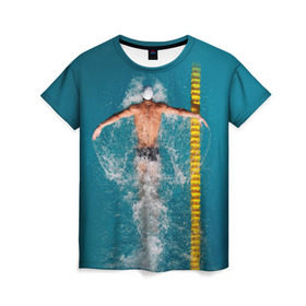 Женская футболка 3D с принтом Баттерфляй в Белгороде, 100% полиэфир ( синтетическое хлопкоподобное полотно) | прямой крой, круглый вырез горловины, длина до линии бедер | плавание | спорт