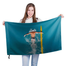Флаг 3D с принтом Баттерфляй в Белгороде, 100% полиэстер | плотность ткани — 95 г/м2, размер — 67 х 109 см. Принт наносится с одной стороны | плавание | спорт