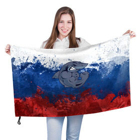 Флаг 3D с принтом Акула в Белгороде, 100% полиэстер | плотность ткани — 95 г/м2, размер — 67 х 109 см. Принт наносится с одной стороны | плавание | россия | русский | спорт