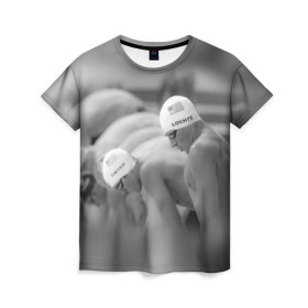 Женская футболка 3D с принтом Пловцы в Белгороде, 100% полиэфир ( синтетическое хлопкоподобное полотно) | прямой крой, круглый вырез горловины, длина до линии бедер | плавание | спорт