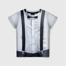 Детская футболка 3D с принтом Рубашка с подтяжками в Белгороде, 100% гипоаллергенный полиэфир | прямой крой, круглый вырез горловины, длина до линии бедер, чуть спущенное плечо, ткань немного тянется | бабочка