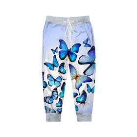 Детские брюки 3D с принтом Бабочки в Белгороде, 100% полиэстер | манжеты по низу, эластичный пояс регулируется шнурком, по бокам два кармана без застежек, внутренняя часть кармана из мелкой сетки | 8 марта | бабочки | девушкам | подарок