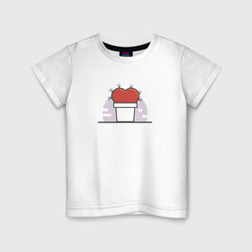 Детская футболка хлопок с принтом Сердце-кактус в Белгороде, 100% хлопок | круглый вырез горловины, полуприлегающий силуэт, длина до линии бедер | кактус | любовь | сердце