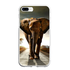 Чехол для iPhone 7Plus/8 Plus матовый с принтом Дикий слон в Белгороде, Силикон | Область печати: задняя сторона чехла, без боковых панелей | Тематика изображения на принте: слон