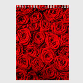Скетчбук с принтом Красные розы в Белгороде, 100% бумага
 | 48 листов, плотность листов — 100 г/м2, плотность картонной обложки — 250 г/м2. Листы скреплены сверху удобной пружинной спиралью | букет | лепесток | роза | розы | цвет | цветок