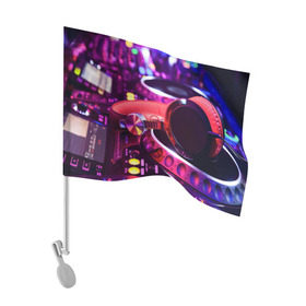 Флаг для автомобиля с принтом DJ Mix в Белгороде, 100% полиэстер | Размер: 30*21 см | deejay | dj | диджей | музыка | наушники | пульт