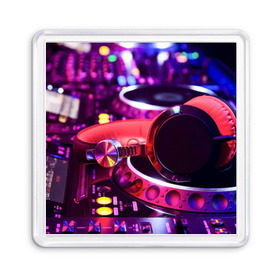 Магнит 55*55 с принтом DJ Mix в Белгороде, Пластик | Размер: 65*65 мм; Размер печати: 55*55 мм | Тематика изображения на принте: deejay | dj | диджей | музыка | наушники | пульт