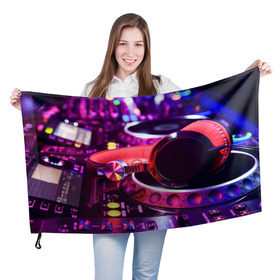 Флаг 3D с принтом DJ Mix в Белгороде, 100% полиэстер | плотность ткани — 95 г/м2, размер — 67 х 109 см. Принт наносится с одной стороны | deejay | dj | диджей | музыка | наушники | пульт