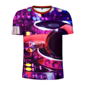 Мужская футболка 3D спортивная с принтом DJ Mix в Белгороде, 100% полиэстер с улучшенными характеристиками | приталенный силуэт, круглая горловина, широкие плечи, сужается к линии бедра | deejay | dj | диджей | музыка | наушники | пульт