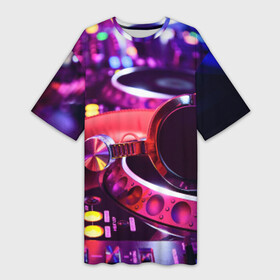 Платье-футболка 3D с принтом DJ Mix в Белгороде,  |  | Тематика изображения на принте: deejay | dj | диджей | музыка | наушники | пульт