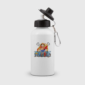 Бутылка спортивная с принтом One piece: Luffy в Белгороде, металл | емкость — 500 мл, в комплекте две пластиковые крышки и карабин для крепления | 