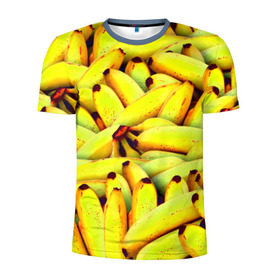 Мужская футболка 3D спортивная с принтом Банана в Белгороде, 100% полиэстер с улучшенными характеристиками | приталенный силуэт, круглая горловина, широкие плечи, сужается к линии бедра | бананы | еда | желтые | популярные | прикольные | фрукты