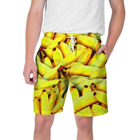 Мужские шорты 3D с принтом Банана в Белгороде,  полиэстер 100% | прямой крой, два кармана без застежек по бокам. Мягкая трикотажная резинка на поясе, внутри которой широкие завязки. Длина чуть выше колен | бананы | еда | желтые | популярные | прикольные | фрукты