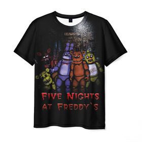 Мужская футболка 3D с принтом Five Nights At Freddy`s в Белгороде, 100% полиэфир | прямой крой, круглый вырез горловины, длина до линии бедер | five nights at freddys | five nights at freddys по мотивам игрыfreddy | игры | мишка | фнаф | фредди