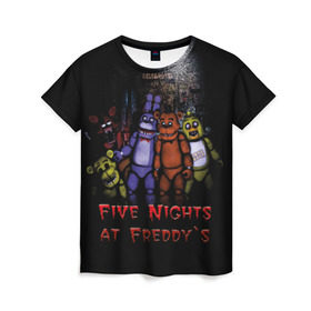 Женская футболка 3D с принтом Five Nights At Freddy`s в Белгороде, 100% полиэфир ( синтетическое хлопкоподобное полотно) | прямой крой, круглый вырез горловины, длина до линии бедер | Тематика изображения на принте: five nights at freddys | five nights at freddys по мотивам игрыfreddy | игры | мишка | фнаф | фредди
