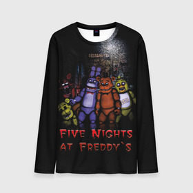 Мужской лонгслив 3D с принтом Five Nights At Freddy`s в Белгороде, 100% полиэстер | длинные рукава, круглый вырез горловины, полуприлегающий силуэт | five nights at freddys | five nights at freddys по мотивам игрыfreddy | игры | мишка | фнаф | фредди