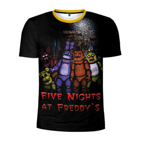 Мужская футболка 3D спортивная с принтом Five Nights At Freddy`s в Белгороде, 100% полиэстер с улучшенными характеристиками | приталенный силуэт, круглая горловина, широкие плечи, сужается к линии бедра | five nights at freddys | five nights at freddys по мотивам игрыfreddy | игры | мишка | фнаф | фредди