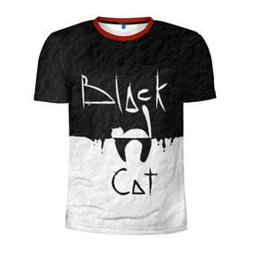 Мужская футболка 3D спортивная с принтом Black cat в Белгороде, 100% полиэстер с улучшенными характеристиками | приталенный силуэт, круглая горловина, широкие плечи, сужается к линии бедра | Тематика изображения на принте: черный кот