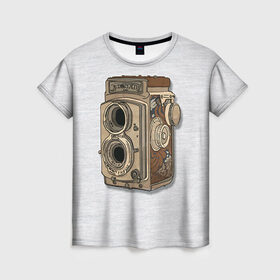 Женская футболка 3D с принтом Фотоаппарат в Белгороде, 100% полиэфир ( синтетическое хлопкоподобное полотно) | прямой крой, круглый вырез горловины, длина до линии бедер | camera | зеркалка | камера | фотик | фото | фотоаппарат | фотографировать