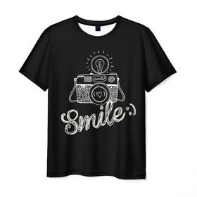 Мужская футболка 3D с принтом Smile в Белгороде, 100% полиэфир | прямой крой, круглый вырез горловины, длина до линии бедер | camera | smile | вспышка | зеркалка | камера | фотик | фото | фотоаппарат | фотографировать