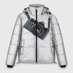 Мужская зимняя куртка 3D с принтом Фотоаппарат на груди в Белгороде, верх — 100% полиэстер; подкладка — 100% полиэстер; утеплитель — 100% полиэстер | длина ниже бедра, свободный силуэт Оверсайз. Есть воротник-стойка, отстегивающийся капюшон и ветрозащитная планка. 

Боковые карманы с листочкой на кнопках и внутренний карман на молнии. | Тематика изображения на принте: camera | зеркалка | камера | фотик | фото | фотоаппарат | фотографировать