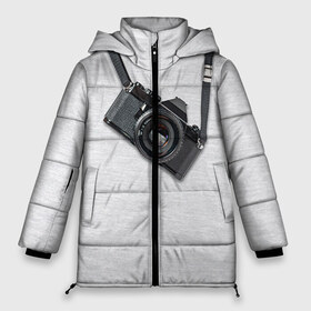 Женская зимняя куртка 3D с принтом Фотоаппарат на груди в Белгороде, верх — 100% полиэстер; подкладка — 100% полиэстер; утеплитель — 100% полиэстер | длина ниже бедра, силуэт Оверсайз. Есть воротник-стойка, отстегивающийся капюшон и ветрозащитная планка. 

Боковые карманы с листочкой на кнопках и внутренний карман на молнии | Тематика изображения на принте: camera | зеркалка | камера | фотик | фото | фотоаппарат | фотографировать