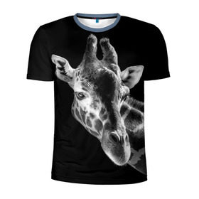 Мужская футболка 3D спортивная с принтом Жираф в Белгороде, 100% полиэстер с улучшенными характеристиками | приталенный силуэт, круглая горловина, широкие плечи, сужается к линии бедра | африка | животное | жираф | фон | фото | черно белое | черный